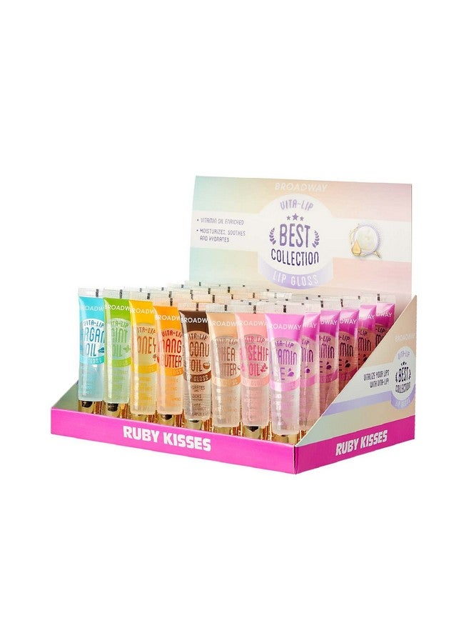 روبي كيسيز ملمع شفاه KISS LIPGLOSS من Broadway، ملمع شفاه شفاف غير لزج غني بزيت الفيتامينات، لامع للغاية، 48 قطعة - Image 2