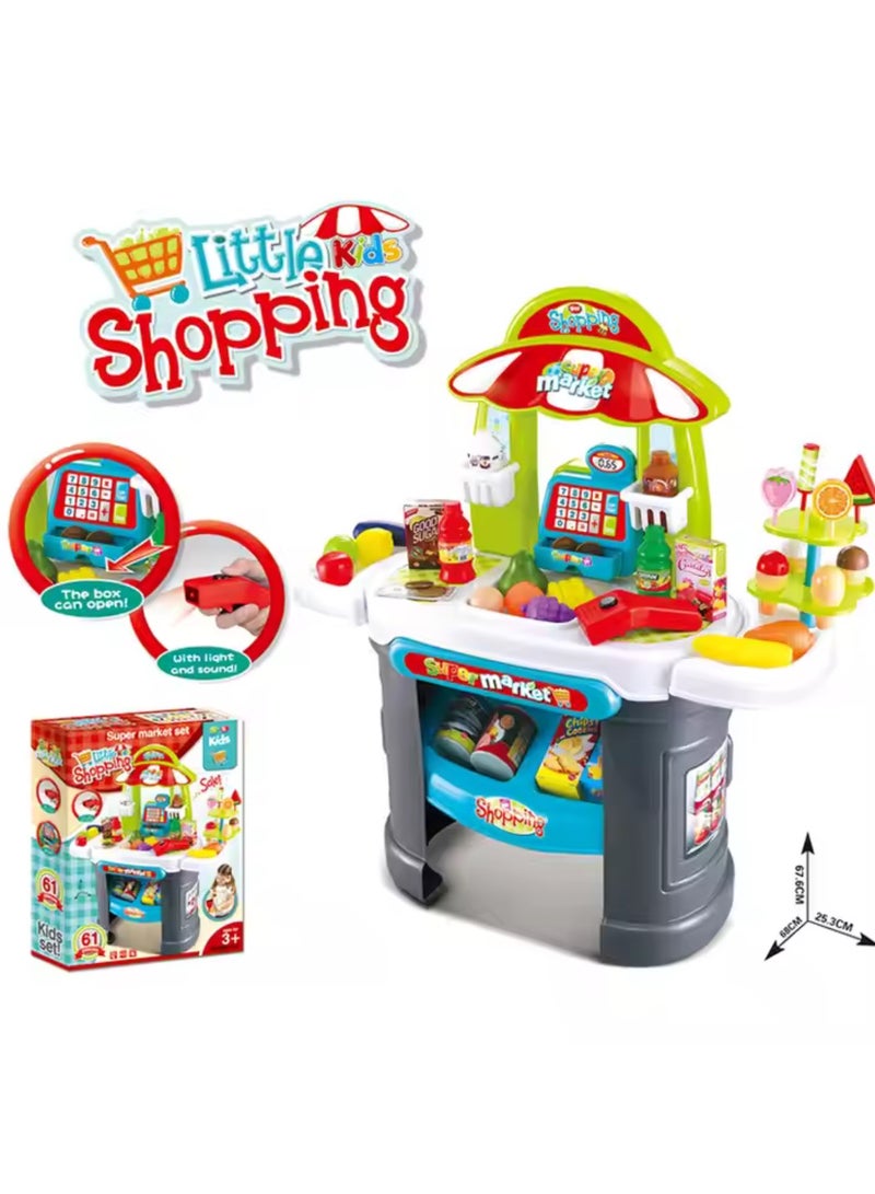 Earss Luxury Kids Supermarket Play Set – Grocery Store with Scanner, Cash Register & Accessories – Multicolor Pretend Play Shop for Children - Image 3