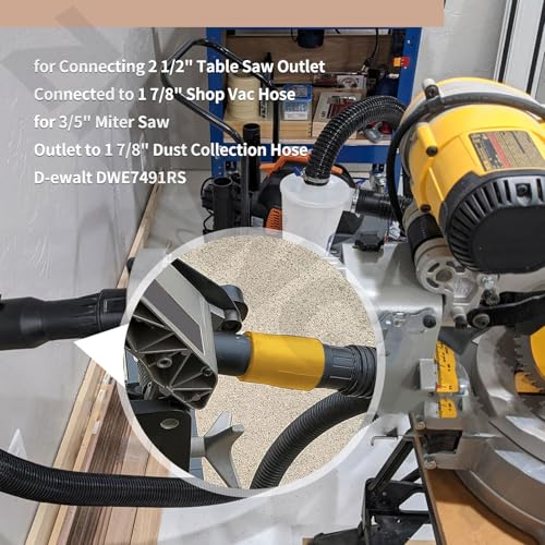 ZHONGXIA Miter Saw Vacuum Adapter Fits for Connecting 2 1/2" Outlet Connected to 1 7/8" Shop Vac Hose, for 3/5" Miter Saw Outlet to 1 7/8" Dust Collection Hose Dewalt DWE7491RS - Image 4