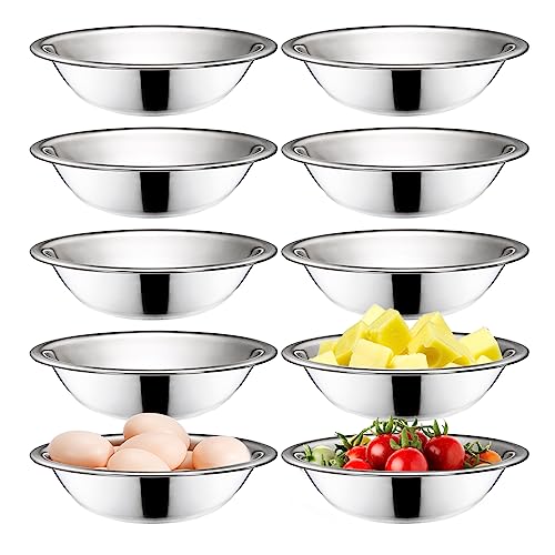 Okllen 10 Pack Small Stainless Steel Bowls, 6 1/2 Inch Wide Kitchen Metal Bowl with Flat Base, 3/4 Quart Prep Bowls for Meal Prep, Cooking, Serving, Baking - Image 1