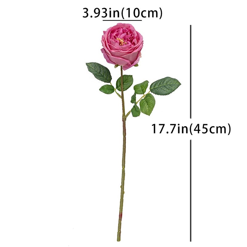DUYONE Fake Flowers for Decoration Home Decor Real Touch Artificial Flowers Austin Rose Peony Latex Fake Flower Living Room Decoration Vivid Pink Roses Peonies (Rose red 4pcs) - Image 2