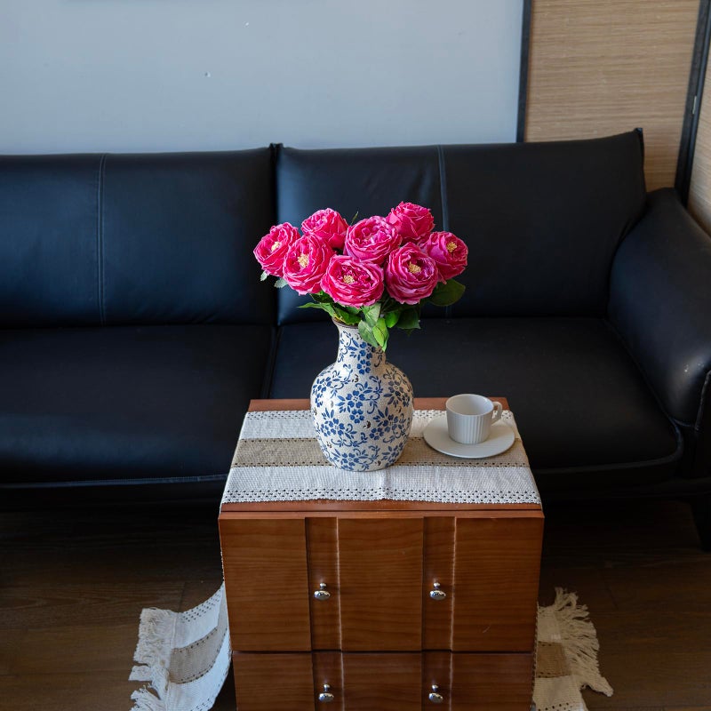 DUYONE Fake Flowers for Decoration Home Decor Real Touch Artificial Flowers Austin Rose Peony Latex Fake Flower Living Room Decoration Vivid Pink Roses Peonies (Rose red 4pcs) - Image 4