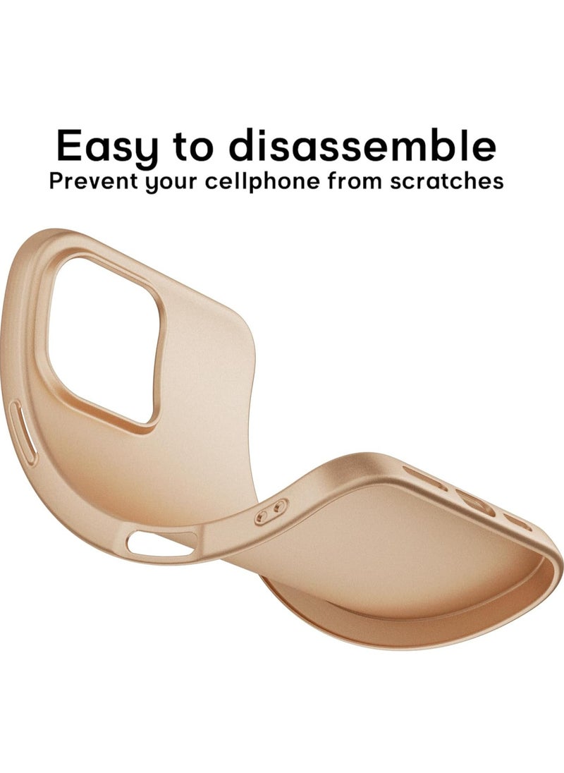 Generic - Ultra-Thin Matte Case for iPhone 16 Pro – Gold with Upgraded Camera Lens and Screen Protectors - Image 1