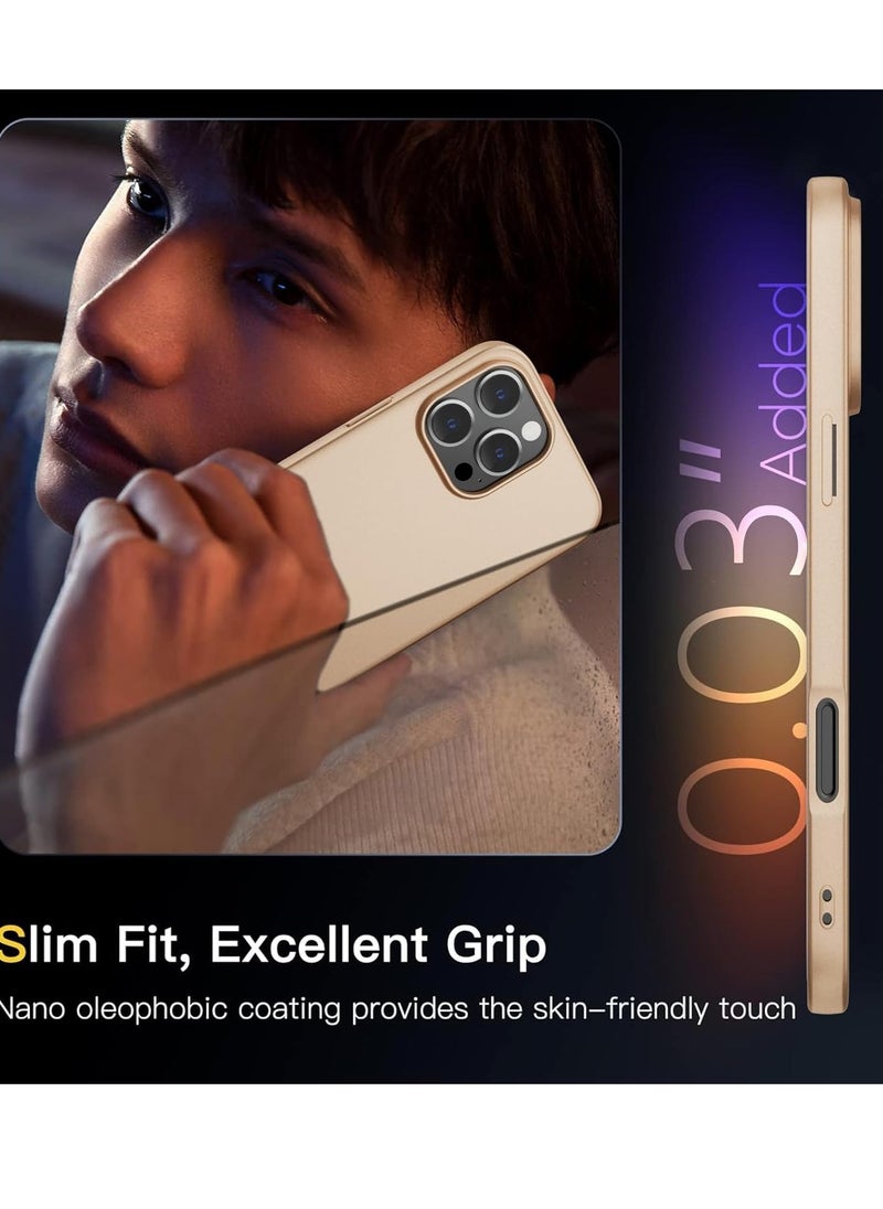 Generic - Ultra-Thin Matte Case for iPhone 16 Pro – Gold with Upgraded Camera Lens and Screen Protectors - Image 1