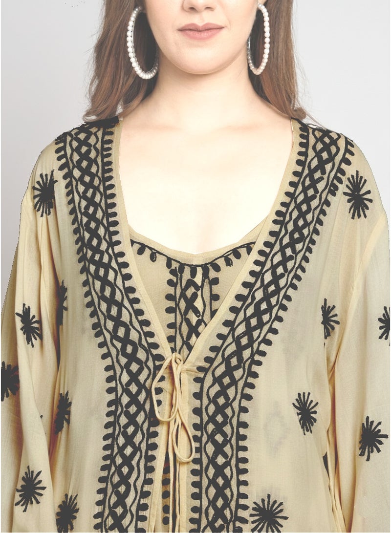 Alaya Hand Embroidered Chikankari Modal Kaftan-AL3605 - Image 5