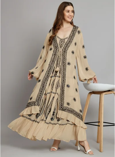 Alaya Hand Embroidered Chikankari Modal Kaftan-AL3605