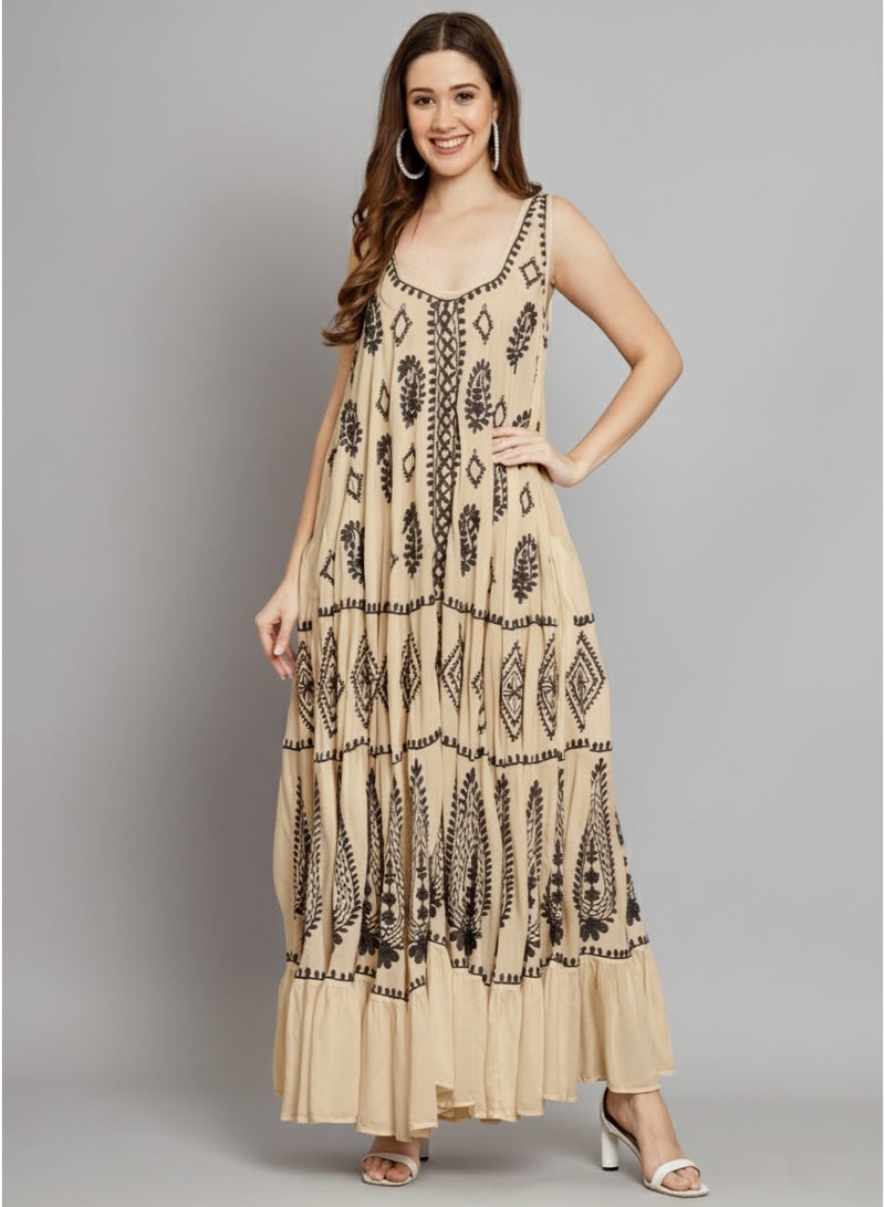 Alaya Hand Embroidered Chikankari Modal Kaftan-AL3605 - Image 3