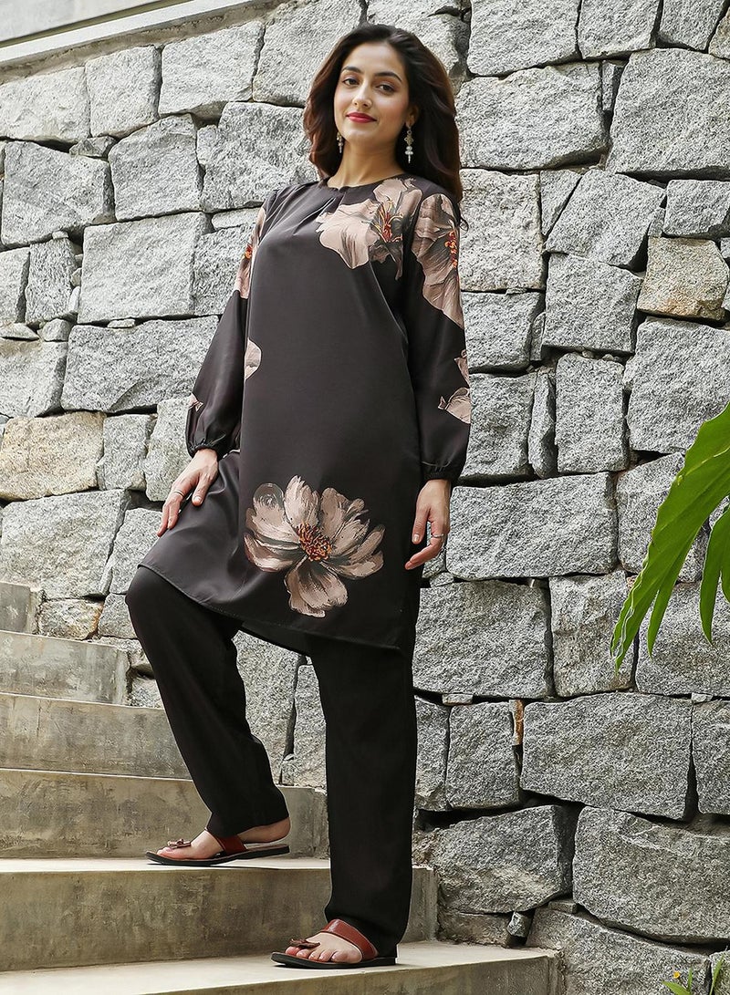  قصة Women's Coffee Brown Primrose Spot Kurta Set  - Image 5