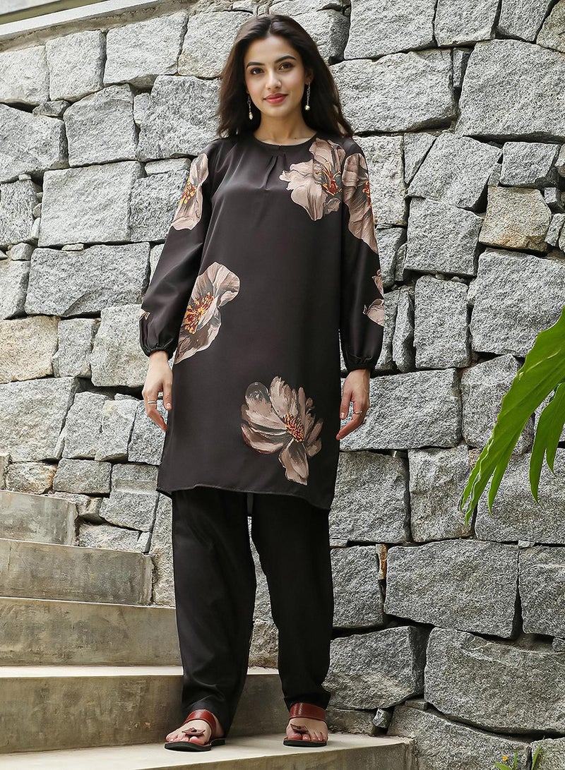  قصة Women's Coffee Brown Primrose Spot Kurta Set  - Image 3