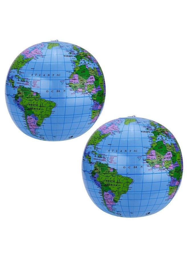 Pangda - 2 Pack 16 Inches Inflatable Globe Blow Up World Globe Beach Ball Globe For Party Bags Pvc Material - Image 1