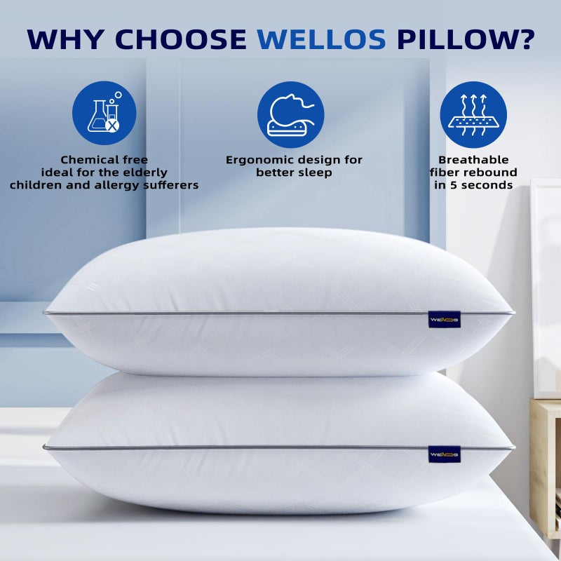 Wellos WL-PL-BS0 Bed Pillows, Standard Size, White 2 Count - Image 2