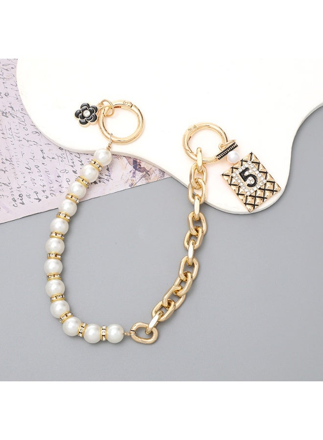 NIBEMINENT Phone Charm/ Chain Strap for Women Girls, Flower Pendant Perfume Bottle Cell Phone Case Lanyard Wrist Strap - Image 1