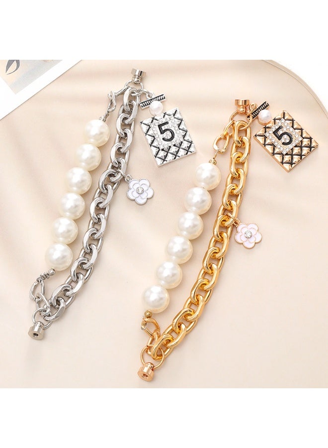 NIBEMINENT Phone Charm/ Chain Strap for Women Girls, Flower Pendant Perfume Bottle Cell Phone Case Lanyard Wrist Strap - Image 2