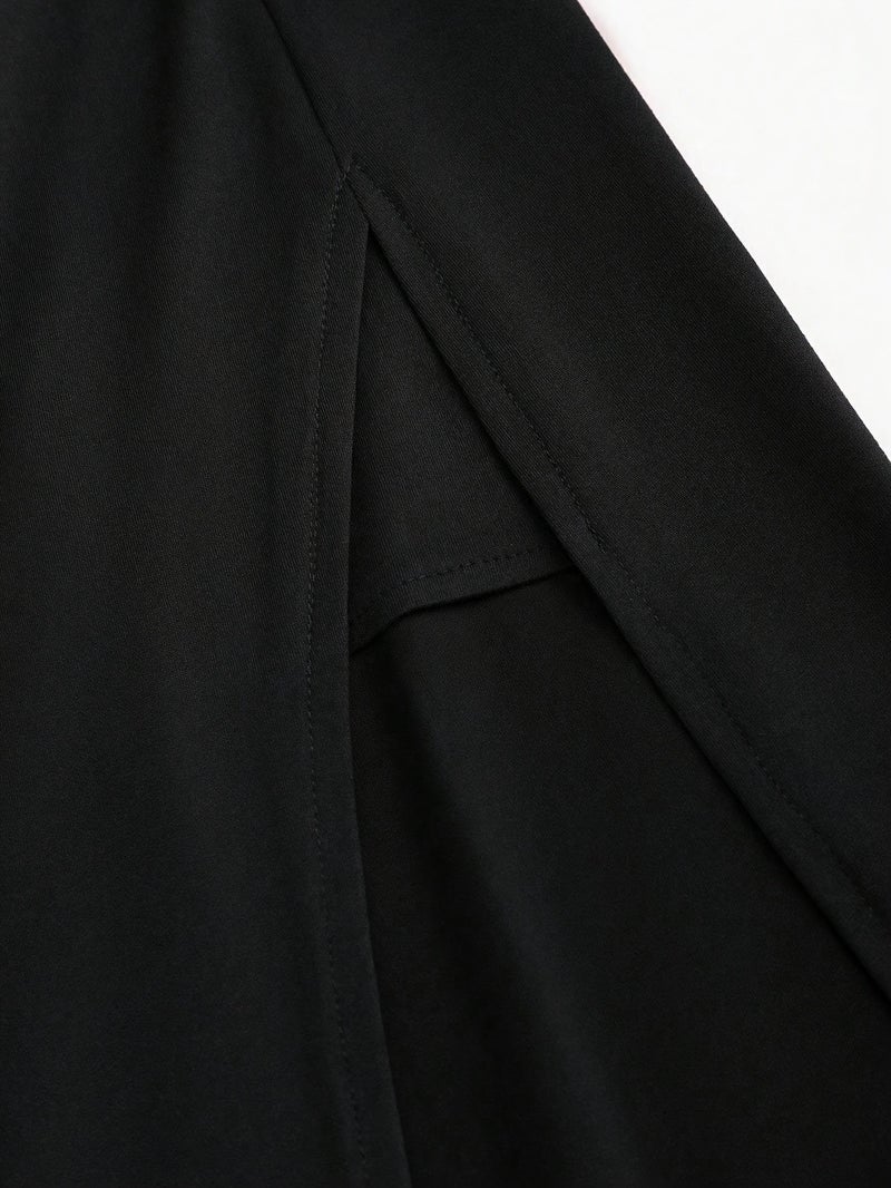 Graceful Off-Shoulder Round Neck Navel-Baring Top and Side Slit Skirt Set - Image 3