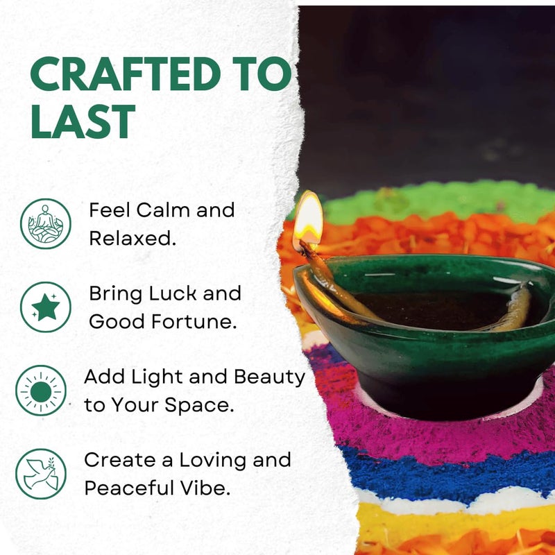 Shivkosha Handmade Green Jade Gemstone Diya for Diwali Puja and Home Decoration EcoFriendly Gift Pack 2 Oval - Image 2