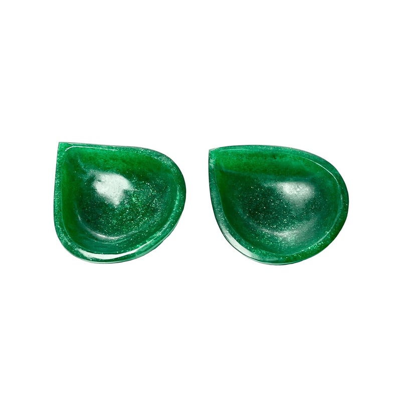 Shivkosha Handmade Green Jade Gemstone Diya for Diwali Puja and Home Decoration EcoFriendly Gift Pack 2 Oval - Image 1