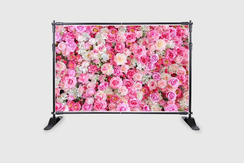 Backdropon خلفية زهور وردية لتصوير حفلات الزفاف وحفلات استقبال المواليد وأعياد الميلاد وزينة طاولة الكعك بحجم 5 أقدام ارتفاع و8 أقدام عرض (5 * 8) - Image 2