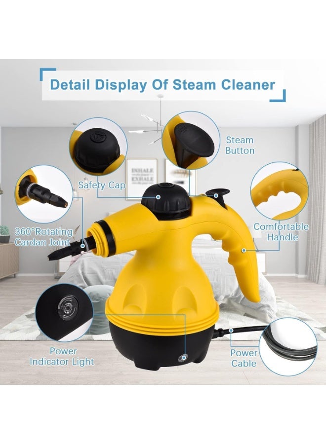 Portable Handheld Steam Cleaner 1000W Multifunctional High Temperature Pressurized Steam Cleaning Machine with 9PCS Accessory for Kitchen Sofa Bathroom Car Window,2 Nylon and 1 Copper Brush - Image 2
