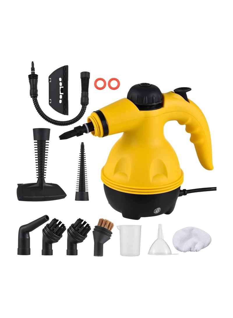 Portable Handheld Steam Cleaner 1000W Multifunctional High Temperature Pressurized Steam Cleaning Machine with 9PCS Accessory for Kitchen Sofa Bathroom Car Window,2 Nylon and 1 Copper Brush - Image 1