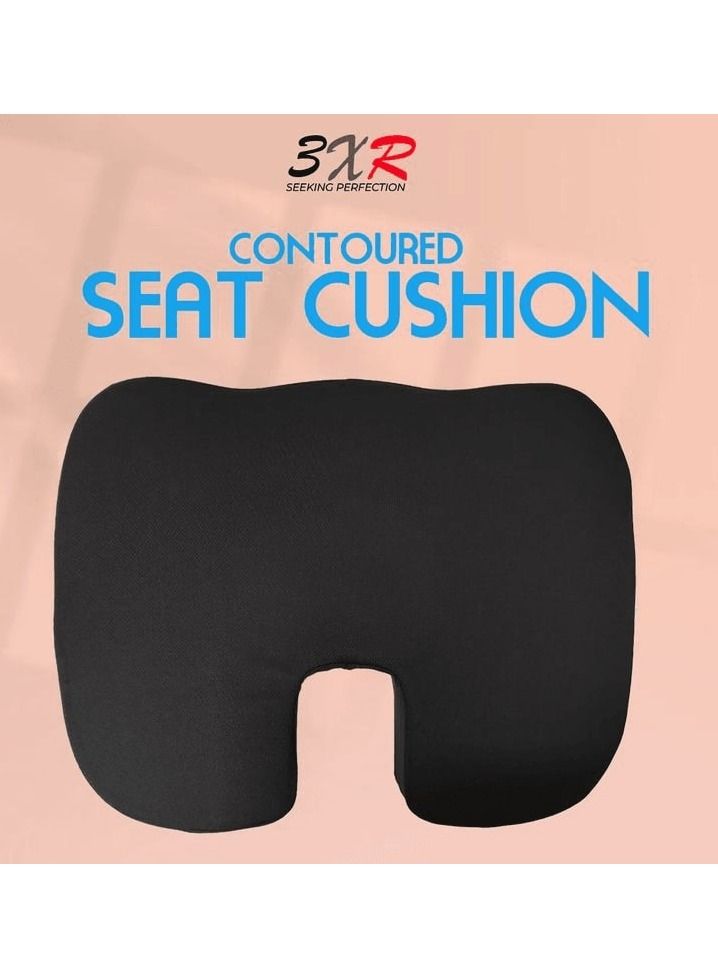 3 اكس ار وسادة المقعد المبطنة من إسفنج الذاكرة ، وسادة المقعد لكرسي السيارة والمكتب المنزلي ، قطعة واحدة باللون الأسود - Image 1