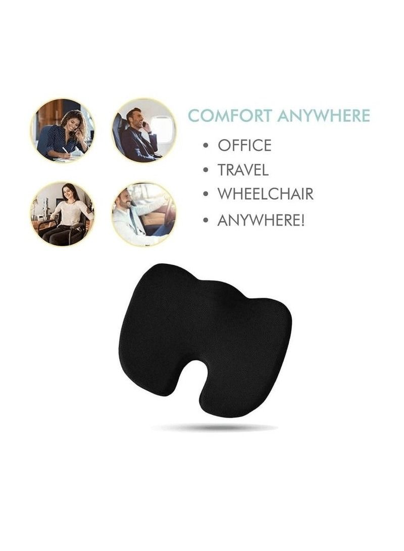 3 اكس ار وسادة المقعد المبطنة من إسفنج الذاكرة ، وسادة المقعد لكرسي السيارة والمكتب المنزلي ، قطعة واحدة باللون الأسود - Image 5