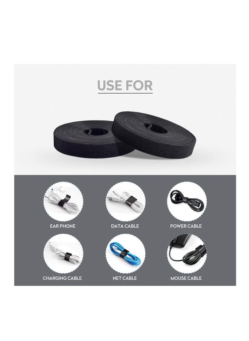 10 Meter Reusable Fastening Tape 1 Roll, Double Side Cord Tie Strap for Organizer or Storage, Cable Organizer Wire Straps for Electronics Accessories