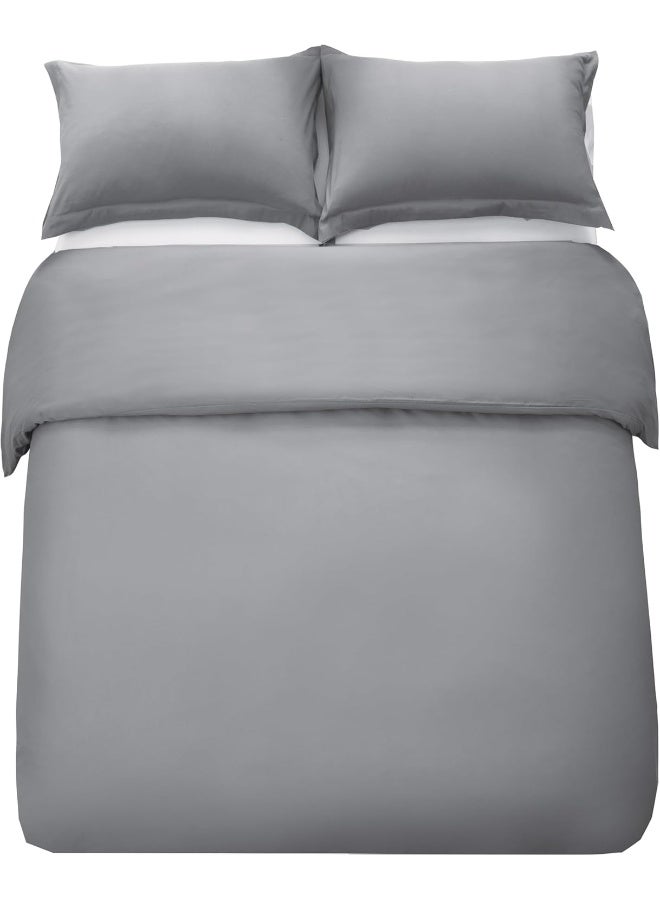 PanaX Bedding Duvet Cover Double Size Set- 1Pieces Duvet Cover 170X220Cm / 2Pieces-Pillow Shams 50X75Cm (Light Grey, Double) - Image 2