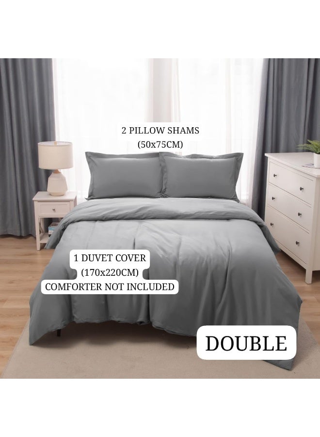 PanaX Bedding Duvet Cover Double Size Set- 1Pieces Duvet Cover 170X220Cm / 2Pieces-Pillow Shams 50X75Cm (Light Grey, Double) - Image 3