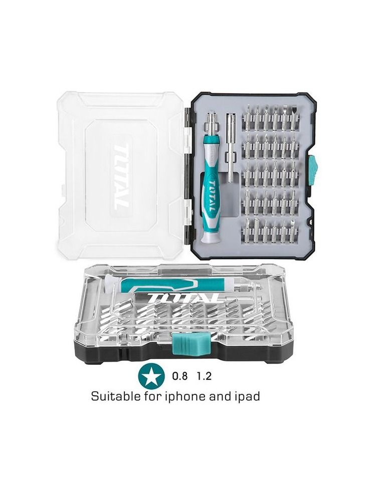 توتال مجموعة أدوات إصلاح احترافية 32 في 1 من توتال تولز، مجموعة مفكات براغي صغيرة مع رؤوس مغناطيسية ومقبض مريح للهواتف المحمولة والأجهزة اللوحية والساعات والأجهزة الصغيرة - TACSD30326 - Image 2