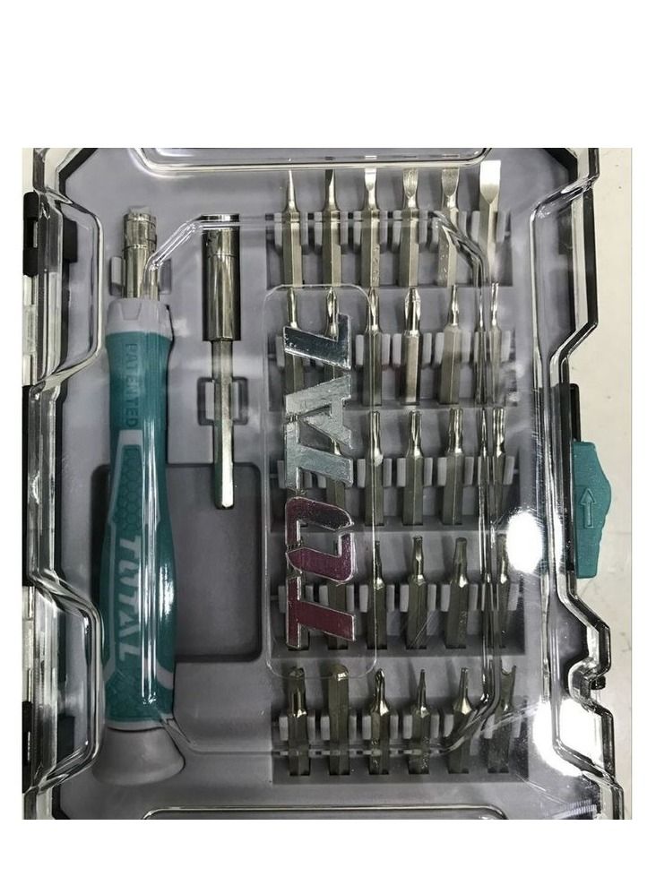 توتال مجموعة أدوات إصلاح احترافية 32 في 1 من توتال تولز، مجموعة مفكات براغي صغيرة مع رؤوس مغناطيسية ومقبض مريح للهواتف المحمولة والأجهزة اللوحية والساعات والأجهزة الصغيرة - TACSD30326 - Image 5