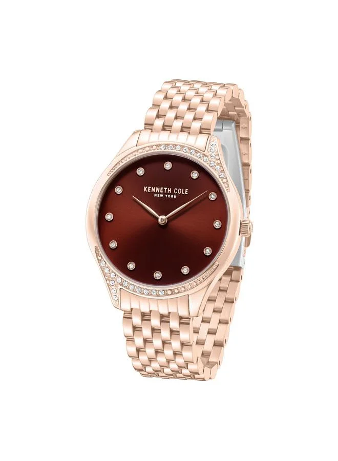 Kenneth Cole New York Chelsea Women's 36mm Watch with Burgundy Dial & Rose Gold Stainless Steel Bracelet