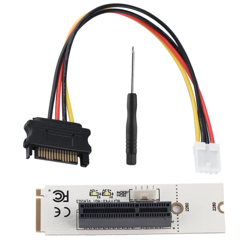 محول NGFF M.2 Key M إلى PCI-E 4X مع كابل طاقة ومفك براغي لأقراص SSD بحجم 2260 و2280 - يدعم أنظمة ويندوز ولينكس وماك للحواسيب المكتبية والمحمولة - Image 4