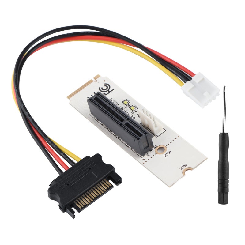 محول NGFF M.2 Key M إلى PCI-E 4X مع كابل طاقة ومفك براغي لأقراص SSD بحجم 2260 و2280 - يدعم أنظمة ويندوز ولينكس وماك للحواسيب المكتبية والمحمولة - Image 3