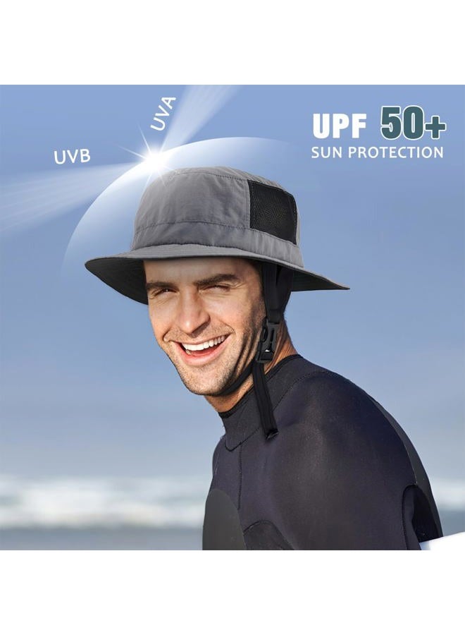 Seektop Surf Bucket Hat with UPF 50+ UV Protection, Wide Brim Sun Hat with Adjustable Chin Strap for Surfing, Water Sports, Dark Gray, One size - Image 3