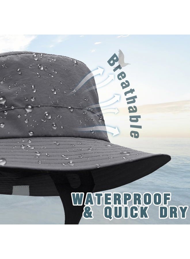 Seektop Surf Bucket Hat with UPF 50+ UV Protection, Wide Brim Sun Hat with Adjustable Chin Strap for Surfing, Water Sports, Dark Gray, One size - Image 2