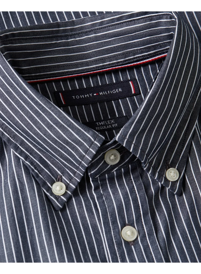 Tommy Hilfiger Black / Stripe TH Flex Regular Fit Poplin Shirt for Men | Best Price UAE
