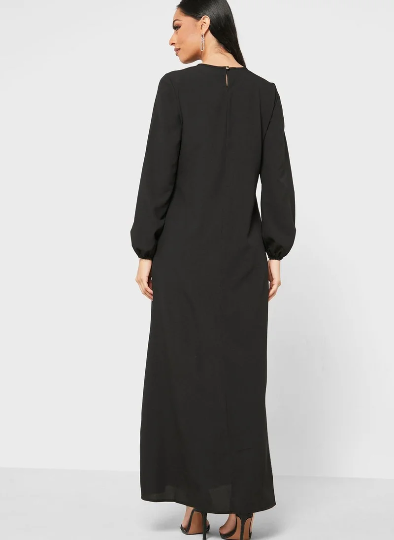 Tavin by Modanisa Crew Neck Pocket Detail Dress