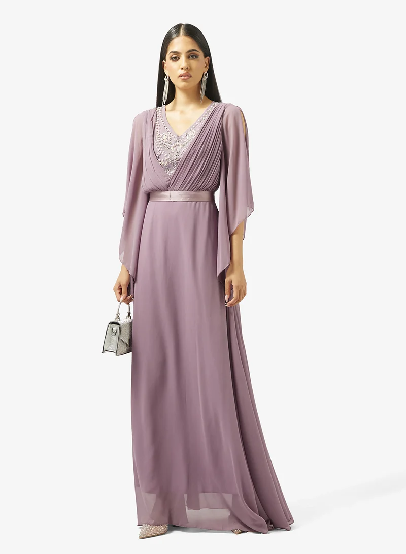 Khizana  Flouncy Sleeve A-libe With Embellished Neckline for Women | Best Price UAE