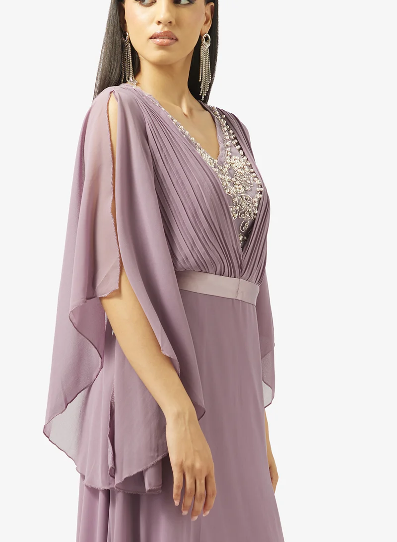 Khizana  Flouncy Sleeve A-libe With Embellished Neckline for Women | Best Price UAE