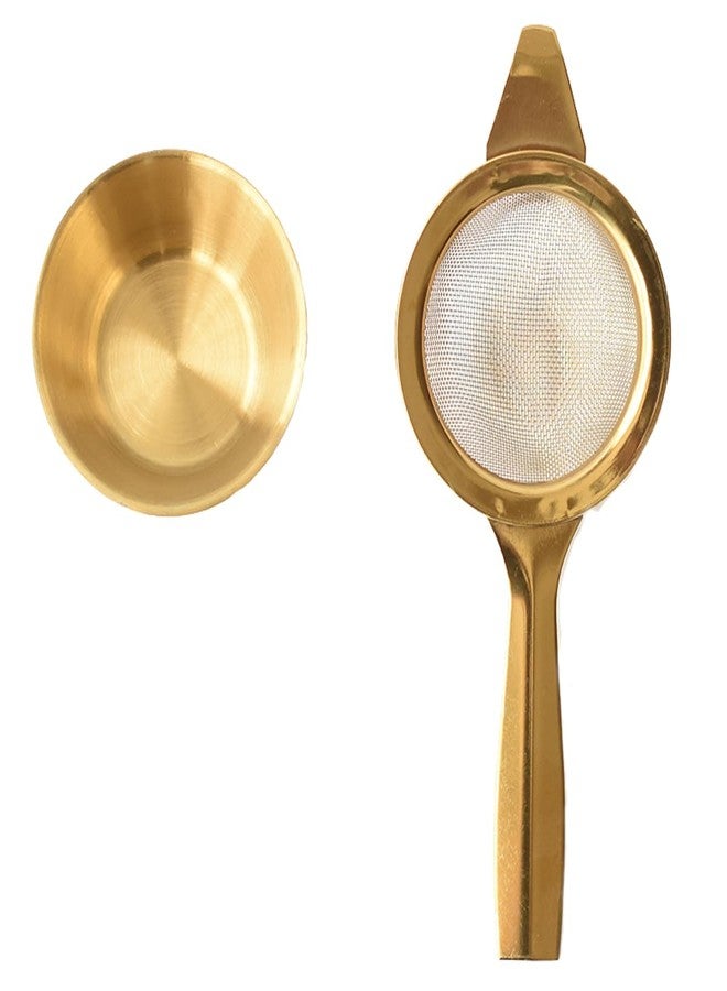 mocrcrel 2.2" Mini Matcha Sifter, 30 Fine Mesh T304 Stainless Steel, Tea Strainer, Cocktail Strainer with Base (Gold) - Image 1