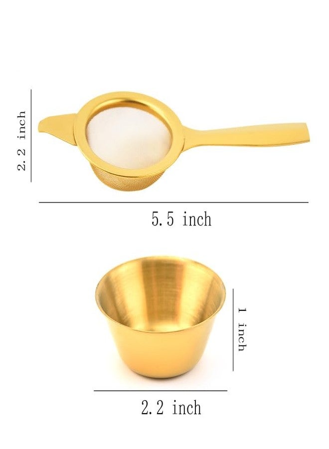 mocrcrel 2.2" Mini Matcha Sifter, 30 Fine Mesh T304 Stainless Steel, Tea Strainer, Cocktail Strainer with Base (Gold) - Image 3