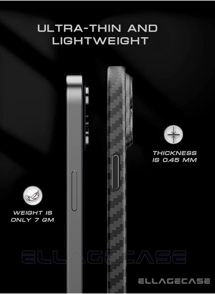 ELLAGECASE Case for iPhone 14, Black Carbon, Solid Camera Protection, Ultra-thin and Lightweight, Plastic-coated Carbon, Compatible with Magsafe and Wireless Charging  - Image 5