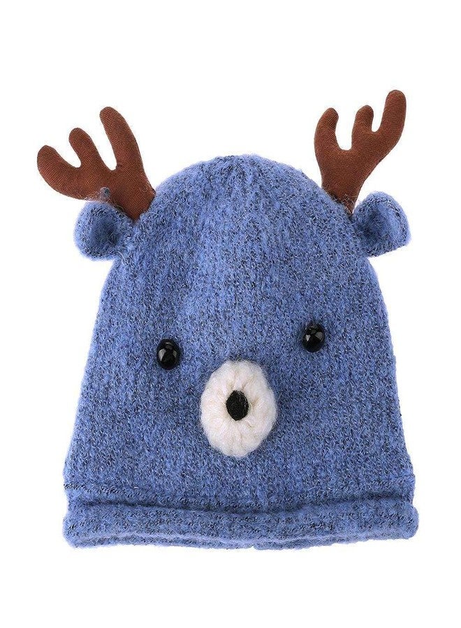 Malvina Baby Boy Girl Pom Hat Winter Cartoon Beanie Cap (Blue,1-5 Years Old) - Image 1