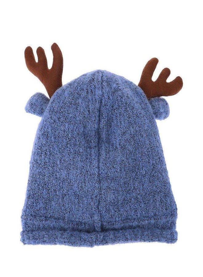 Malvina Baby Boy Girl Pom Hat Winter Cartoon Beanie Cap (Blue,1-5 Years Old) - Image 3