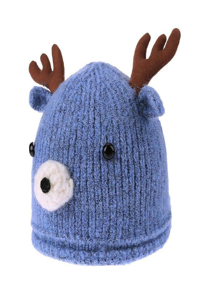 Malvina Baby Boy Girl Pom Hat Winter Cartoon Beanie Cap (Blue,1-5 Years Old) - Image 2