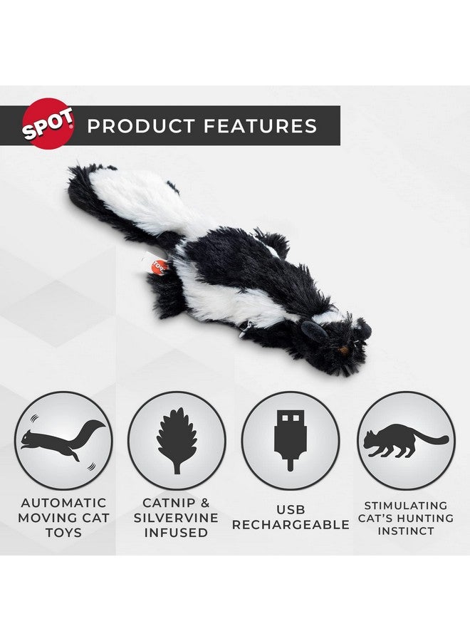 SPOT Flippin’ Skinneeez Flopping Interactive Realistic Flopping Wiggling Moving Potent Catnip Cat Toy for Indoor Cats - Skunk - Image 2