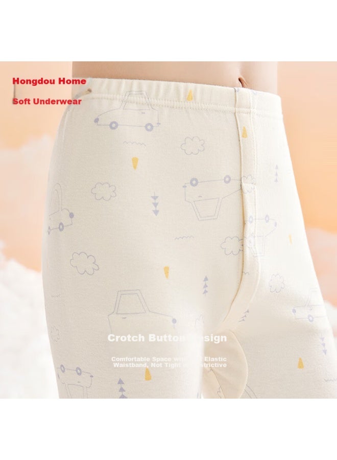 HOdo Home Hodohome Boys' 3a Antibacterial Cotton-spandex Low Collar Thermal Underwear Set Autumn Sleepwear 110cm - Image 4
