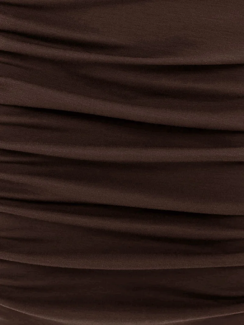 ليتشي فستان جيرسي متوسط ​​الطول مع تجمع غير متماثل في الأمام