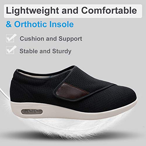 Orthoshoes Womens Stylish Diabetic Shoes with Arch Support,Extra Wide Widths Walking Edema Sneakers Adjustable Strap Easy On/Off with 3 Pairs Insoles Replacement for Support Swollen Feet Black - Image 3