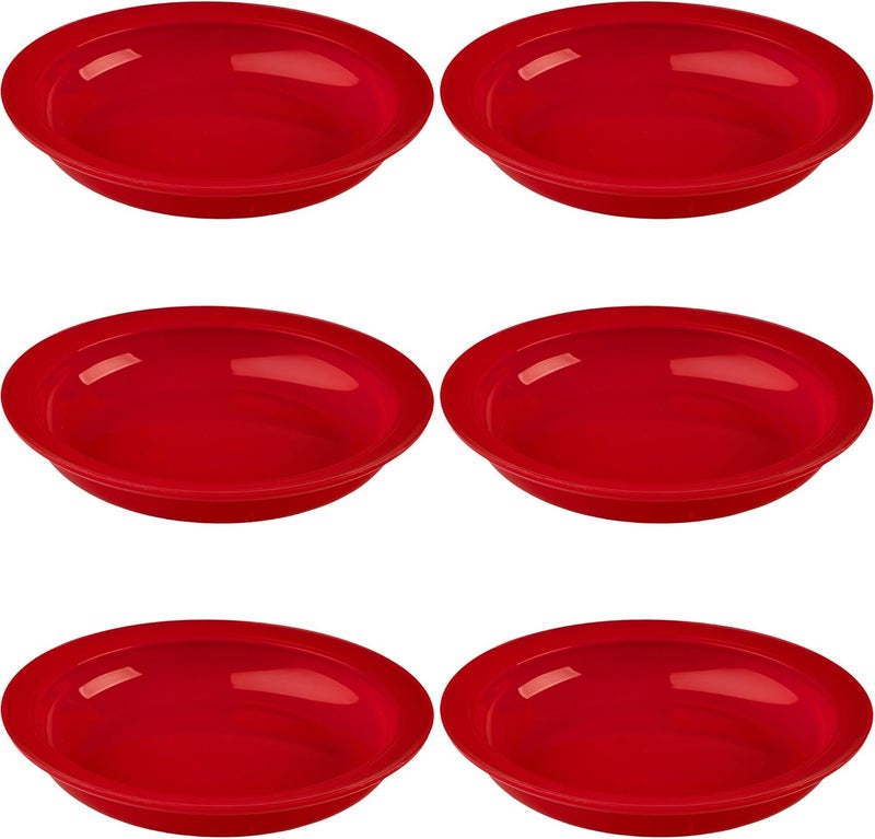 Providence Spillproof Lip Plates for Disabled Adults Inner Lip Dish for Adults - Lip Bowl - Adaptive Plate for Independence - Non Slip Plate for Disabled Adults - 9" Red - 6 Pack - Image 1
